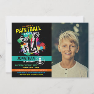 Paintball Birthday Paint Boys Girls Photo Kaart