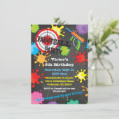 Paintball Birthday Party chalkboard achtergrond Kaart (Staand voorkant)