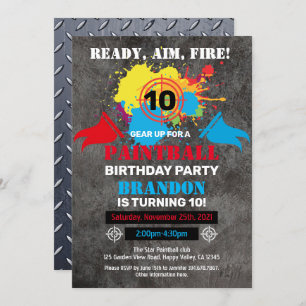 Paintball Birthday Party Invitation Kind Teen Adul Kaart