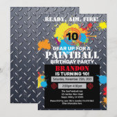 Paintball Birthday Party Invitation Kind Teen Adul Kaart (Voorkant / Achterkant)