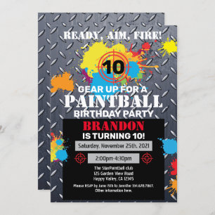 Paintball Birthday Party Invitation Kind Teen Adul Kaart