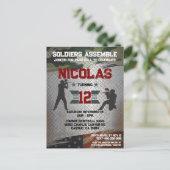 Paintball Birthday Party: Militaire Camo USA Invit Briefkaart (Staand voorkant)