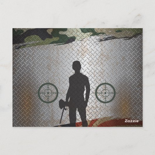 Paintball Birthday Party: Militaire Camo USA Invit Briefkaart (Achterkant)