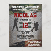 Paintball Birthday Party: Militaire Camo USA Invit Briefkaart (Voorkant)
