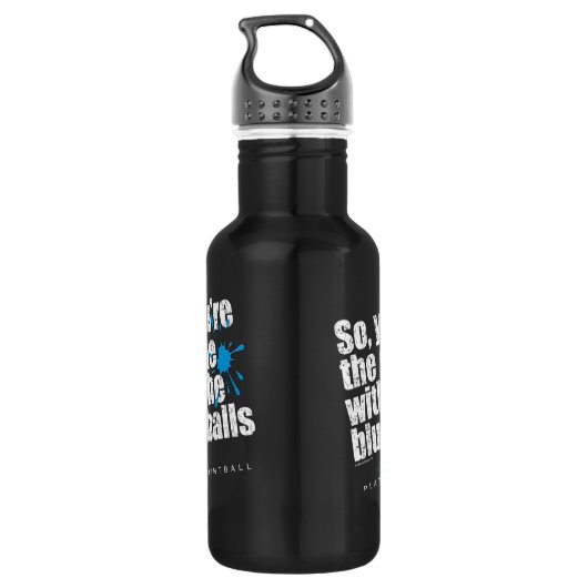 Paintball Blue Balls Waterfles (Achterkant)