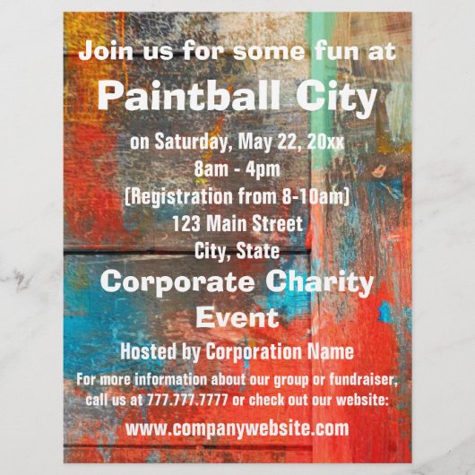 Paintball Corporate Event of Fundraiser Flyer (Voorkant)