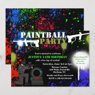 Paintball-feest verjaardagsuitnodiging kaart
