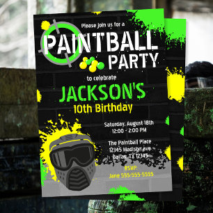 Paintball Feest Verjaardagsuitnodiging Paint Spatt Kaart