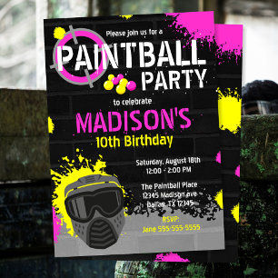 Paintball Feest Verjaardagsuitnodiging Paint Spatt Kaart