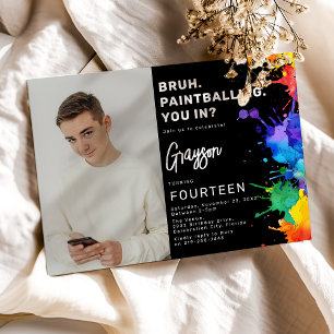 Paintball Foto Verjaardagsfeest Uitnodiging