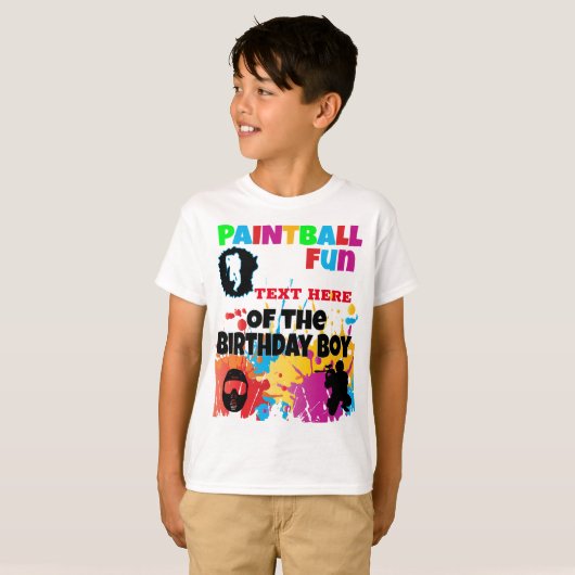 Paintball Fun Matching Colorful Birthday T-shirt (Voorkant volledig)