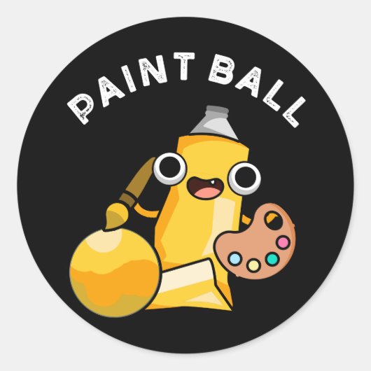 Paintball Funny Paint Pun Dark BG Ronde Sticker (Voorkant)