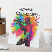 Paintball Gamer Kleurrijk Ontwerp Reclamebord Met Voetstuk (Insitu)