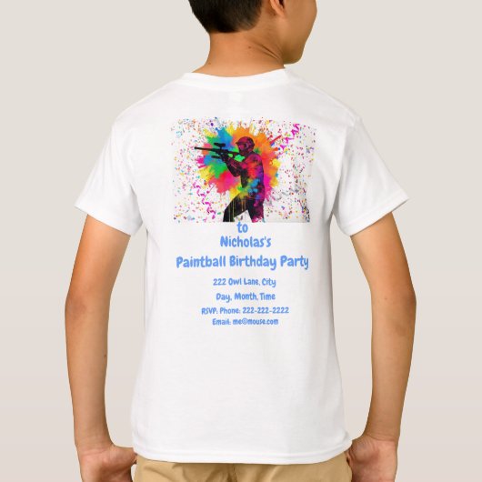 Paintball Gamer Kleurrijk Ontwerp T-shirt (Achterkant)