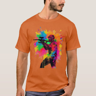 Paintball Gamer Kleurrijk Ontwerp T-shirt