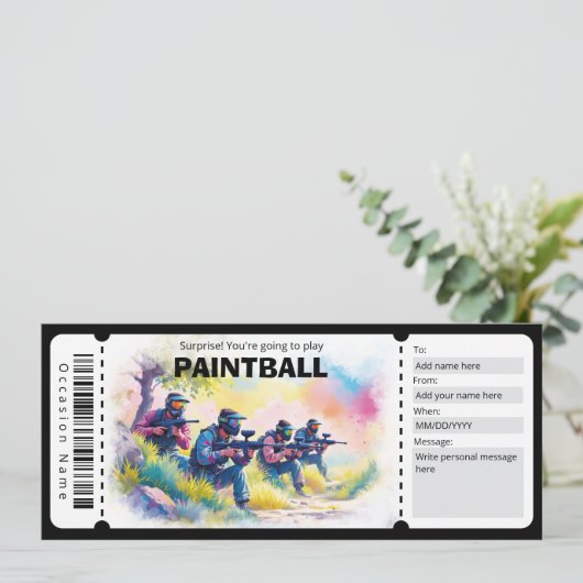 Paintball Gift Certificate Kaart (Staand voorkant)