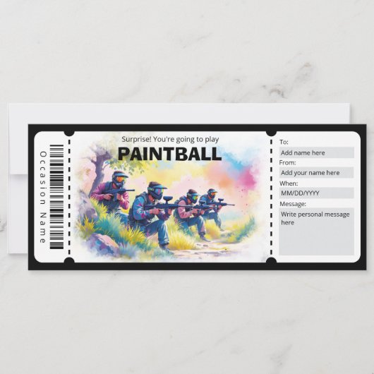 Paintball Gift Certificate Kaart (Voorkant)