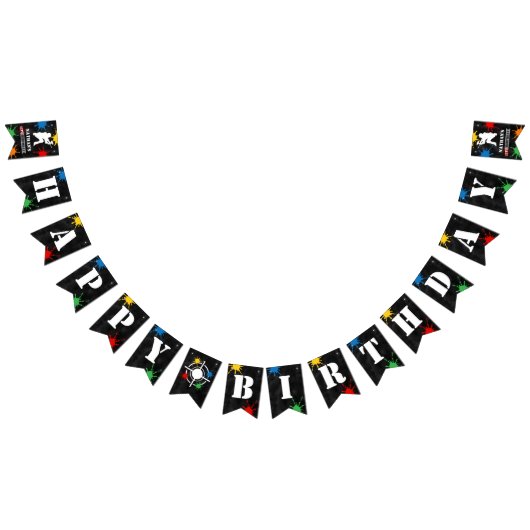 Paintball Kinder Happy Birthday Vlaggetjes (Alle)