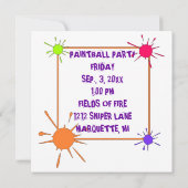 PAINTBALL KRIJGEN-SATHER PARTIJ INVITATION INVITE KAART (Achterkant)
