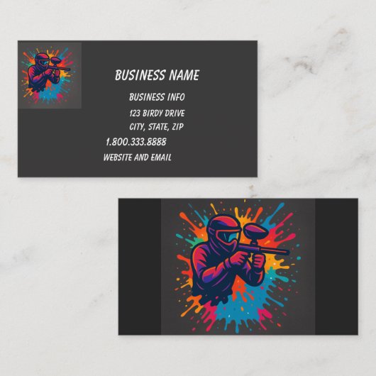 Paintball Logo Game Player Pop Art Graphic Visitekaartje (Voorkant / Achterkant)