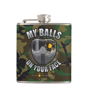 Paintball op je gezicht heupfles