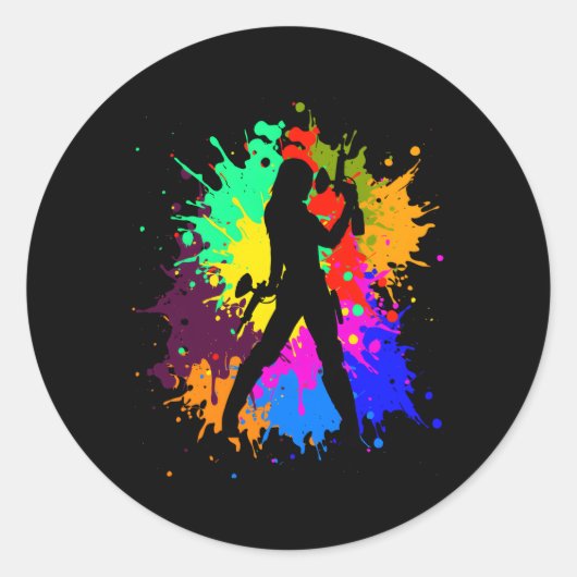 Paintball Paint Schieten Paintballer Air Pistool Ronde Sticker (Voorkant)