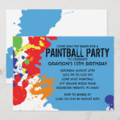 Paintball Paintball Birthday Party Kaart (Voorkant / Achterkant)