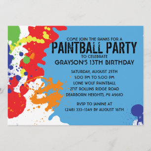 Paintball Paintball Birthday Party Kaart