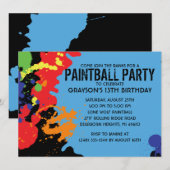 Paintball Paintball Birthday Party Kaart (Voorkant / Achterkant)