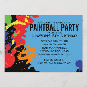 Paintball Paintball Birthday Party Kaart