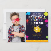 Paintball Party Birthday Photo Invitation Kaart (Voorkant)