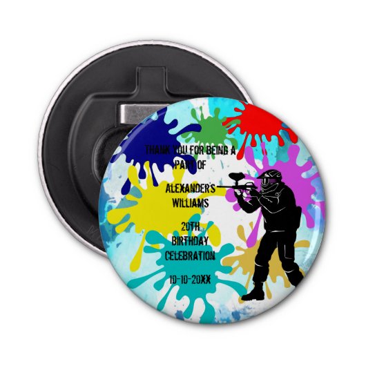 Paintball Party Button Flesopener (Voorkant)