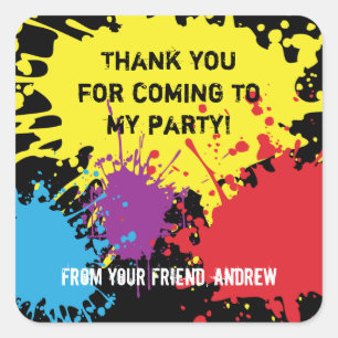 Paintball Party Dank je wel. Vierkante Sticker