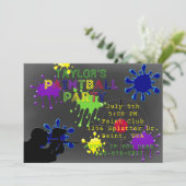 Paintball Party Krijtbord Grijs Splat Uitnodiging (Staand voorkant)