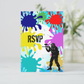 Paintball Party RSVP Kaartje (Staand voorkant)