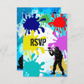 Paintball Party RSVP Kaartje (Voorkant / Achterkant)
