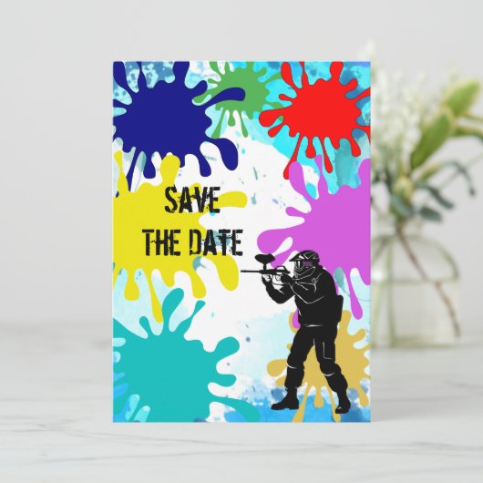 Paintball Party Save The Date (Staand voorkant)