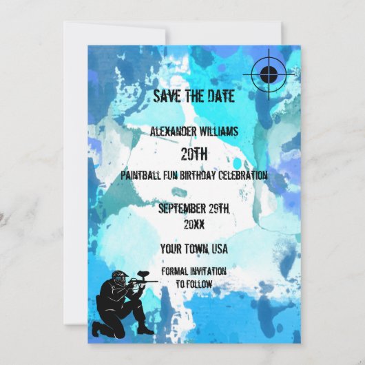 Paintball Party Save The Date (Achterkant)