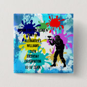 Paintball Party Vierkante Button 5,1 Cm (Voorkant)