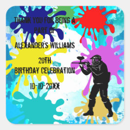 Paintball Party Vierkante Sticker