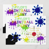 Paintball Party White Splat Uitnodiging (Voorkant / Achterkant)