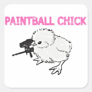 Paintball Pistool Chick Vierkante Sticker