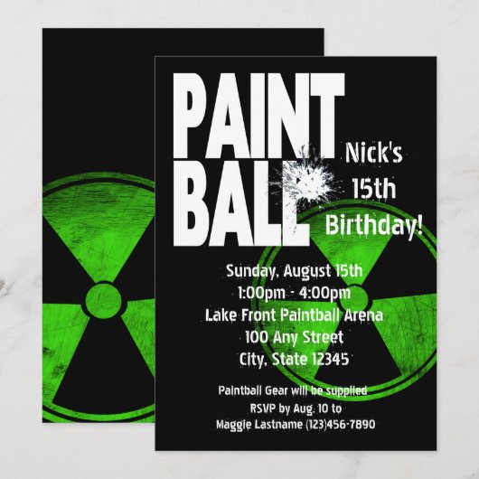 Paintball Radio Actieve verjaardag Kaart (Voorkant / Achterkant)