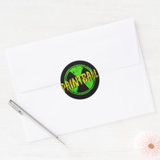 Paintball Radioactive Ronde Sticker (Envelop)