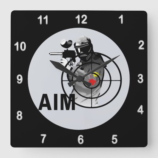 Paintball Shooter AIM Vierkante Klok (Voorkant)
