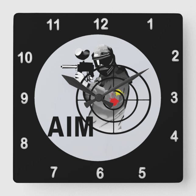Paintball Shooter AIM Vierkante Klok (Front)