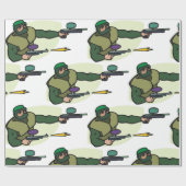 Paintball Speler met Dual Markers Actie Sport Cadeaupapier (Vlak)