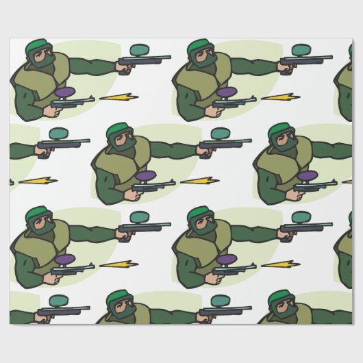 Paintball Speler met Dual Markers Actie Sport Cadeaupapier (Vlak)