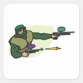 Paintball Speler met Dual Markers Actie Sport Vierkante Sticker (Voorkant)