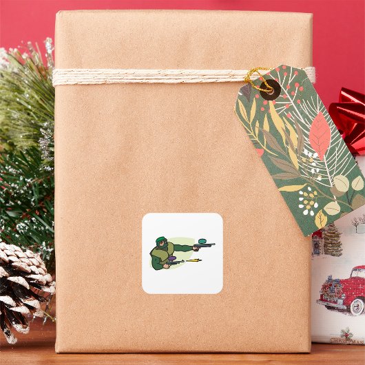 Paintball Speler met Dual Markers Actie Sport Vierkante Sticker